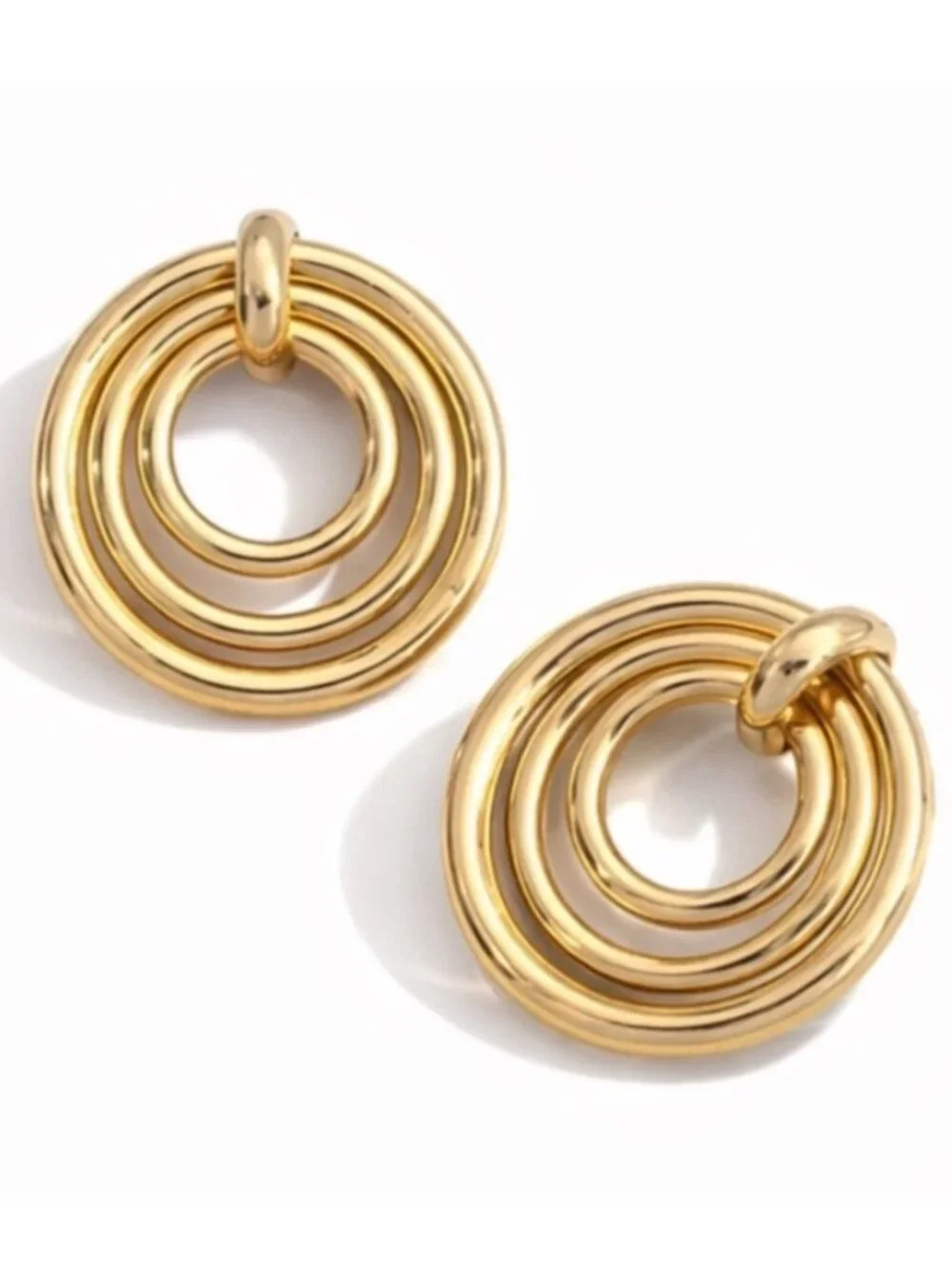 New! Gold Circle Loop Statement Earrings (3006) NWOT